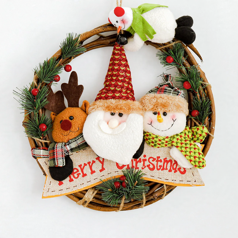 Wooden Christmas wreath with figures