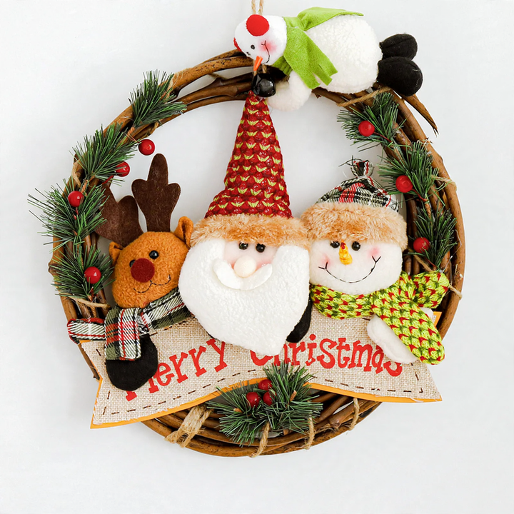 Wooden Christmas wreath with figures