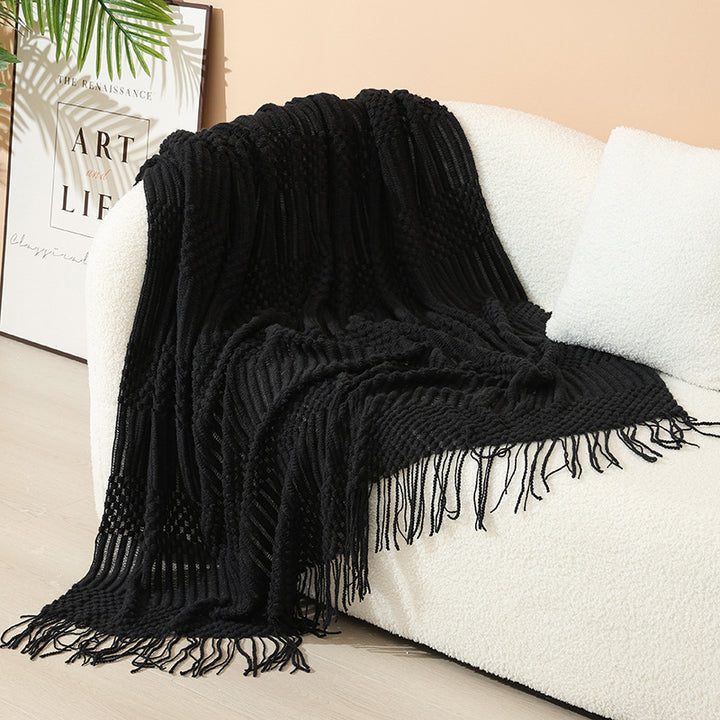 Nordic knit blanket with fringes, acrylic, various sizes