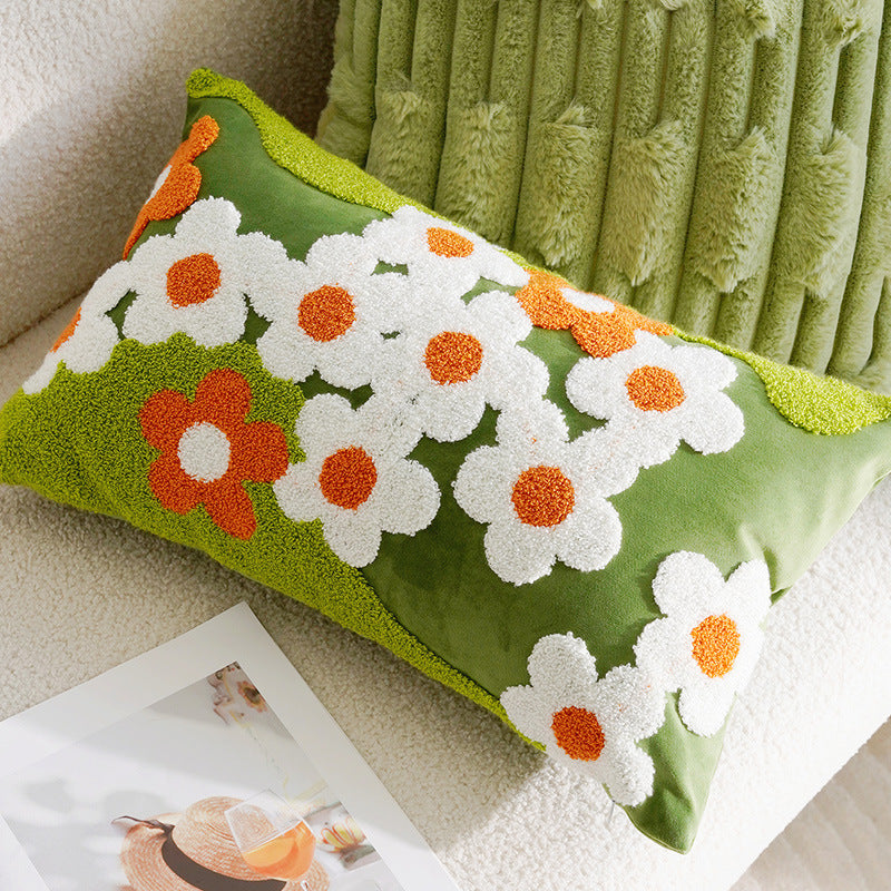 Decorative pillow with floral pattern, cotton
