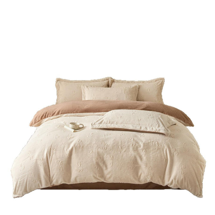Reversible fleece bedding set, 4-piece, winter