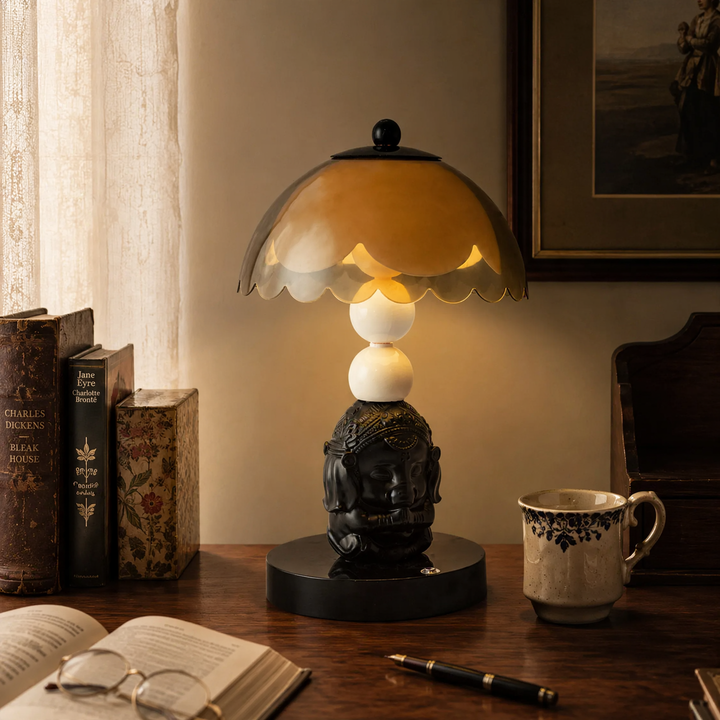 Nightstand lamp with elephant motif, vintage style