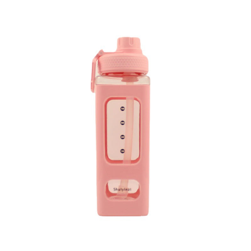 Large water bottle with straw 700–900 ml
