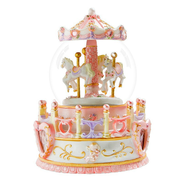 Crystal music box with carousel design