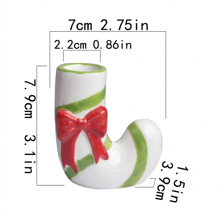 Ceramic candle holder in candy cane look