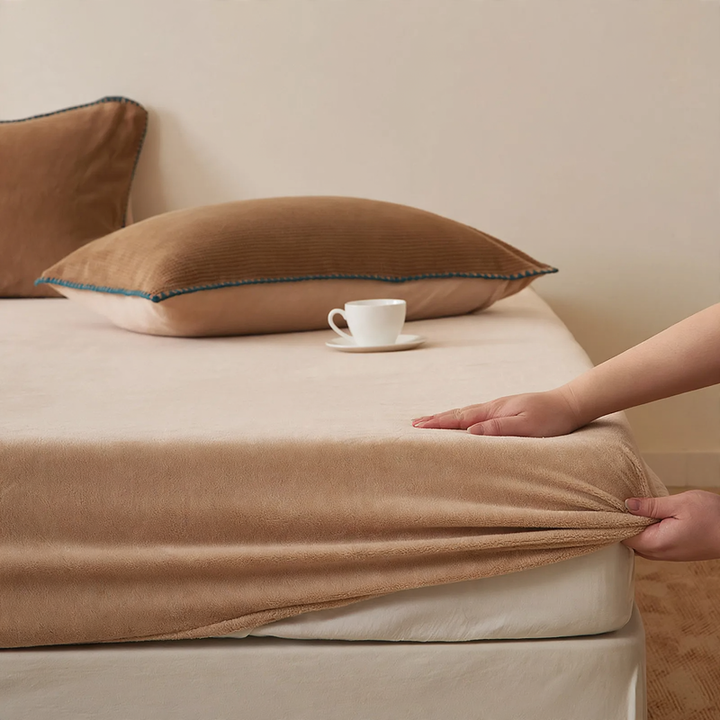 Fitted sheet made of milk fleece, 1.5 m, non-slip