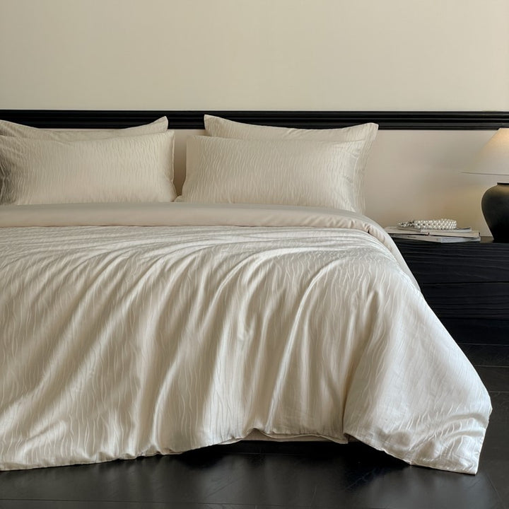 Lyocell bedding set, 4-piece, satin jacquard