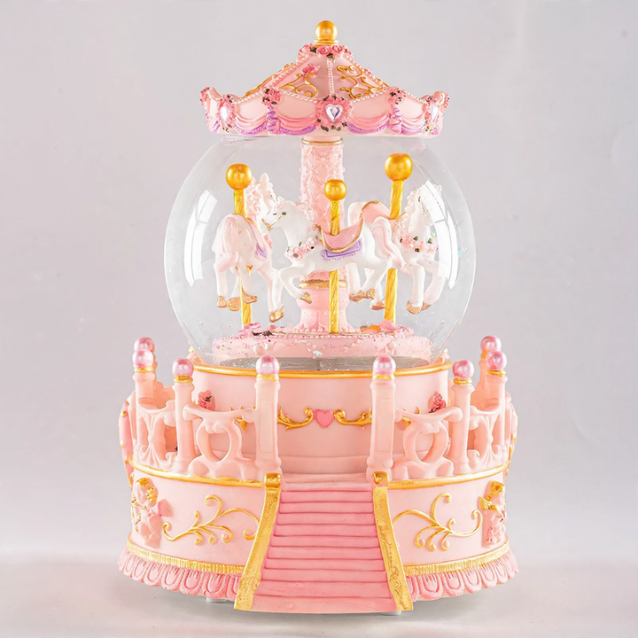 Crystal music box with carousel design