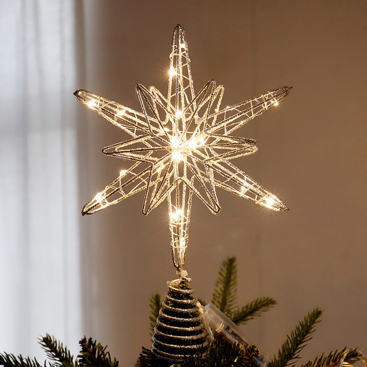 Christmas tree topper star made of iron and fabric