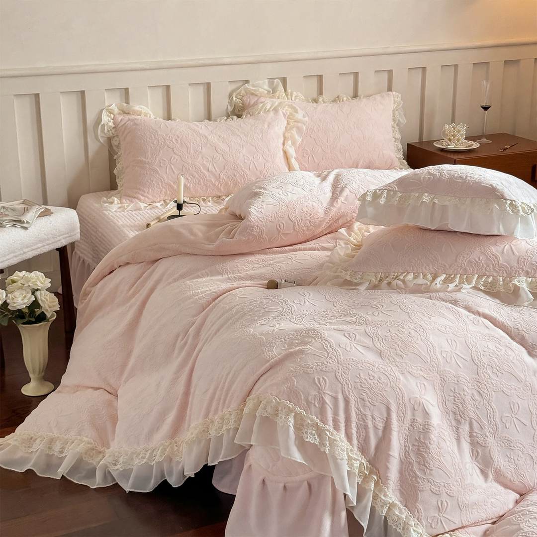 Bedding set, 4-piece, milk fiber, floral pattern