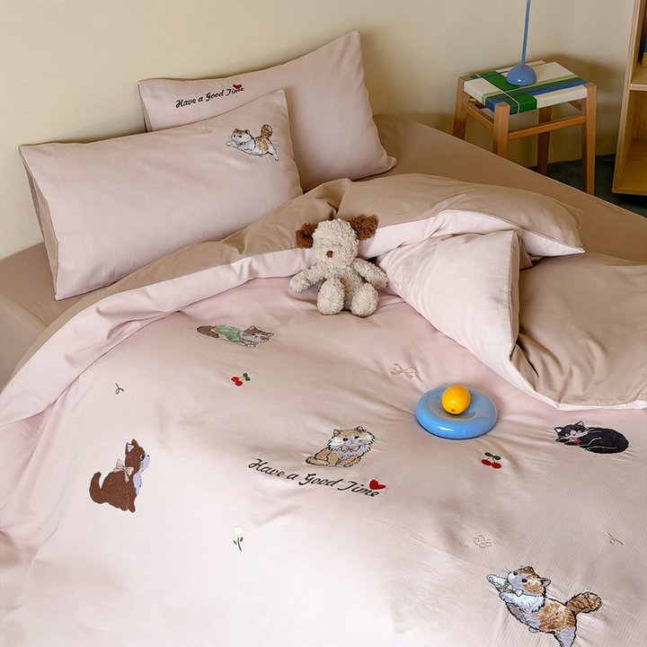 Cotton bedding set, 4-piece, cartoon pattern