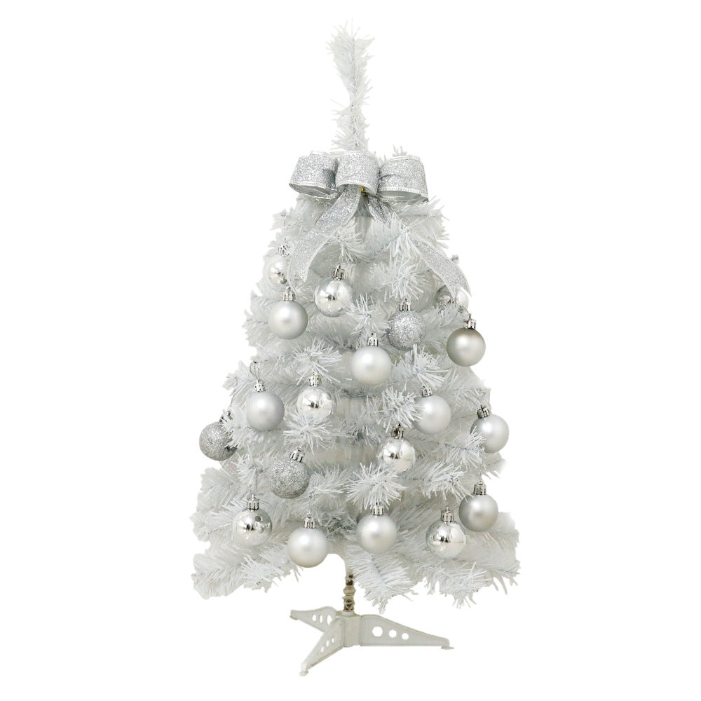 White mini Christmas tree with ornaments, 45 cm or 60 cm