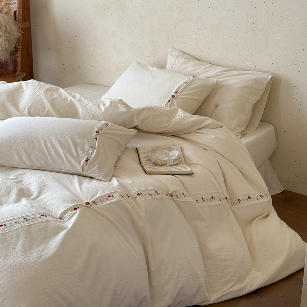 Cotton Linen Bedding Set 4-piece, Japanese Style