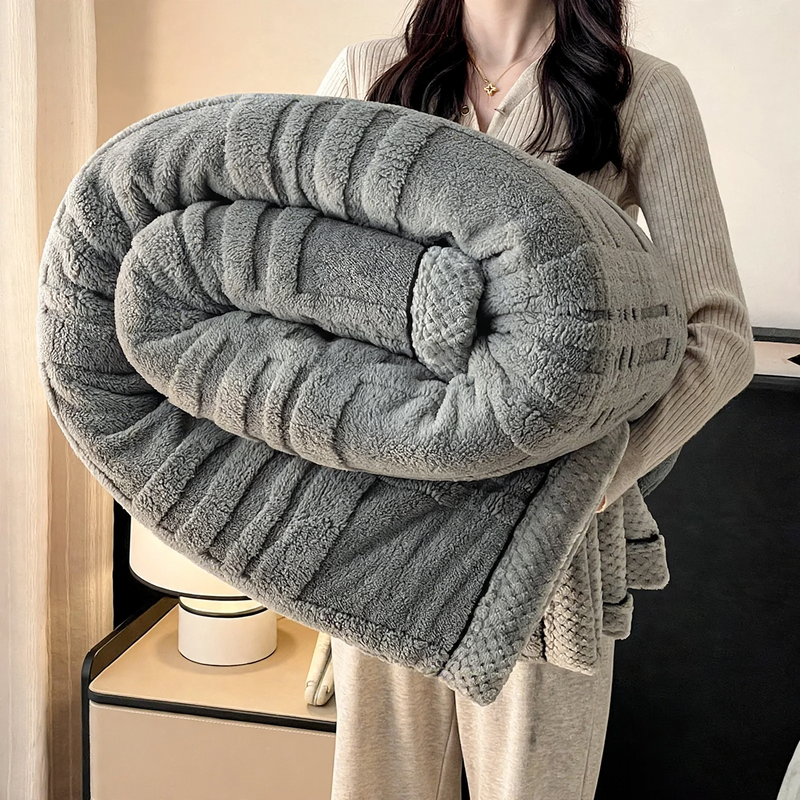 Soft coral fleece throw blanket, double-sided, various sizes