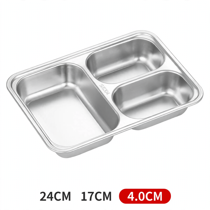 Stainless steel tray with compartments, square