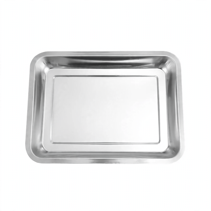 Stainless steel serving tray, square