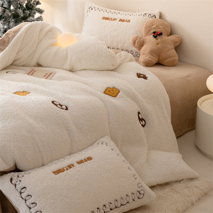 Milk fleece bedding set, double-sided, winter warm