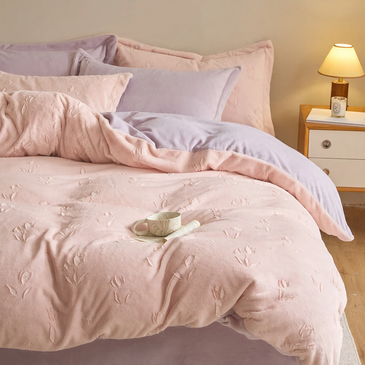 Reversible fleece bedding set, 4-piece, winter