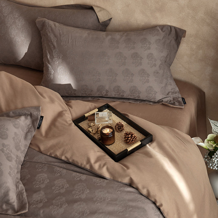 Cotton bedding set, 4-piece, floral pattern