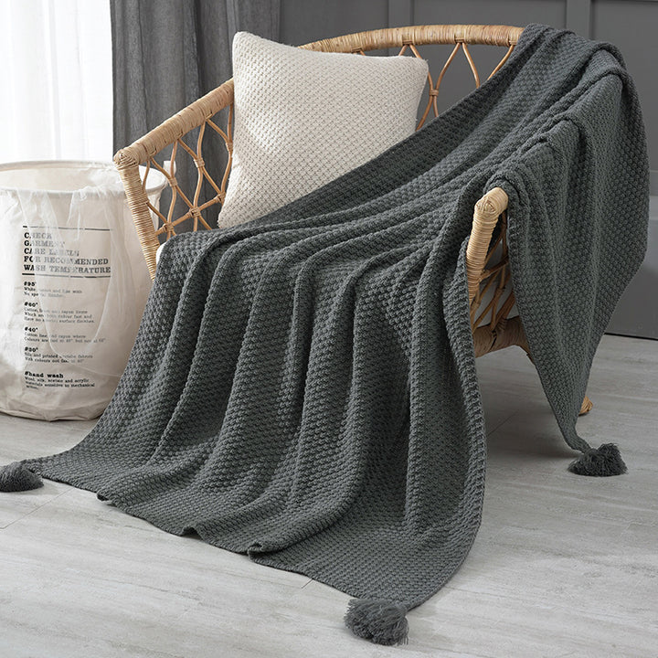 Knitted blanket for sofa and office