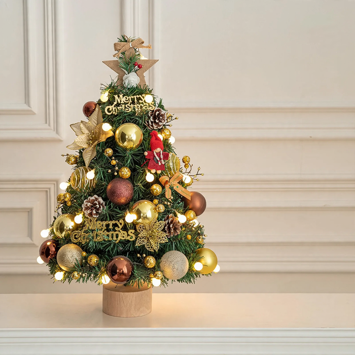 Decorative table Christmas tree with wooden stand
