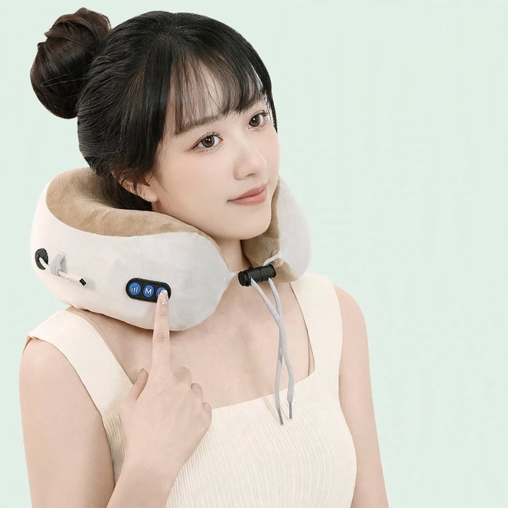 U-shaped neck pillow with massage function