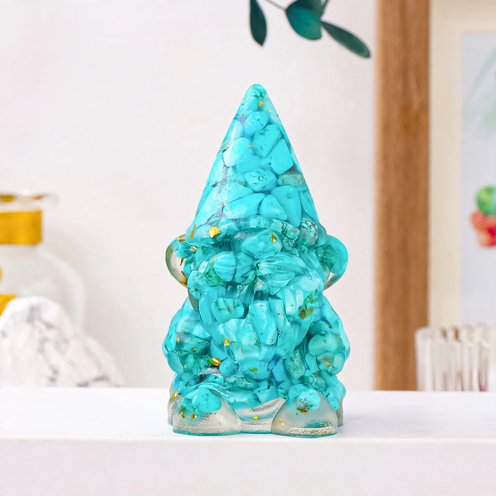 Dwarf figure made of resin with gemstones