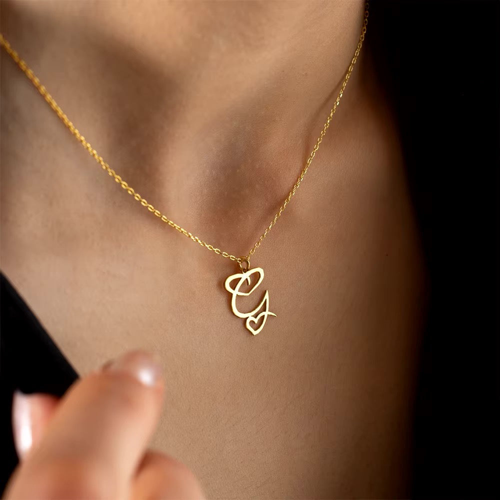 BowLift | Dainty Heart Letter Initial Necklace