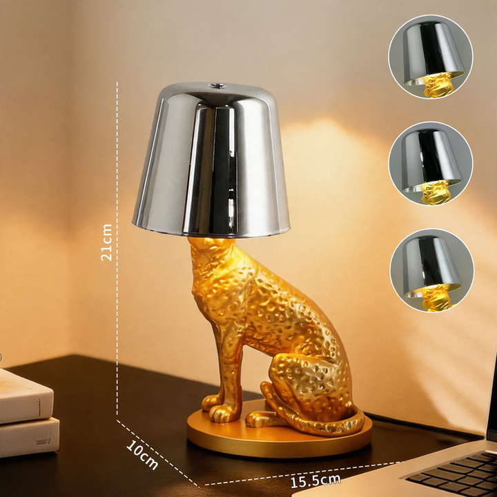 Bottle lamp with leopard motif, table lamp