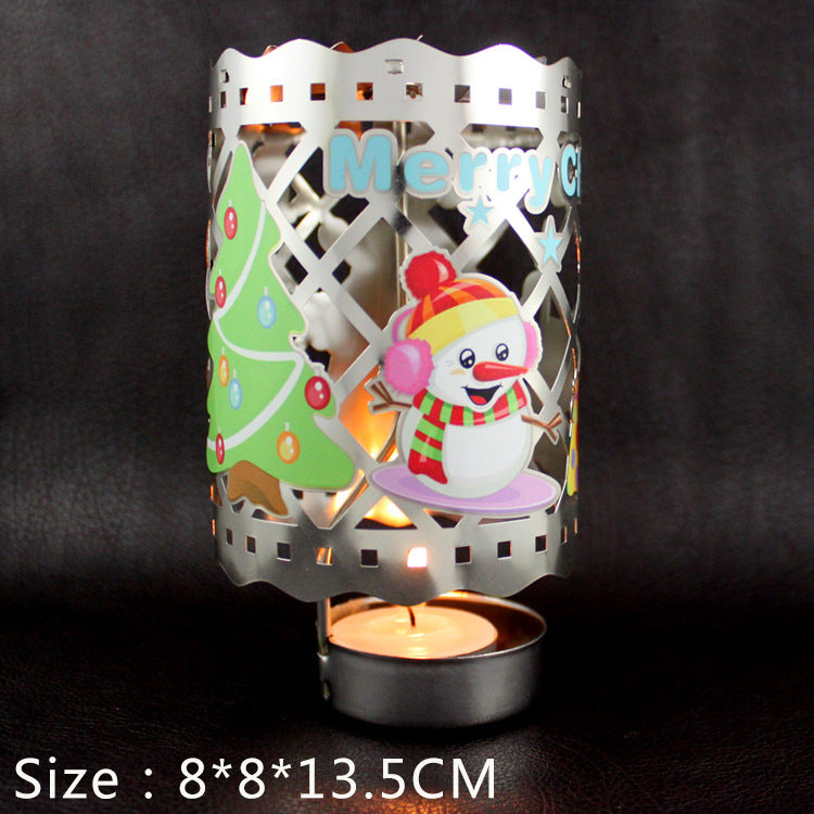 Rotating tealight holder made of brass, Christmas design