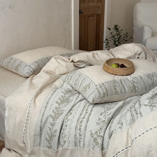 Cotton-linen bedding, 4-piece, 100 thread count