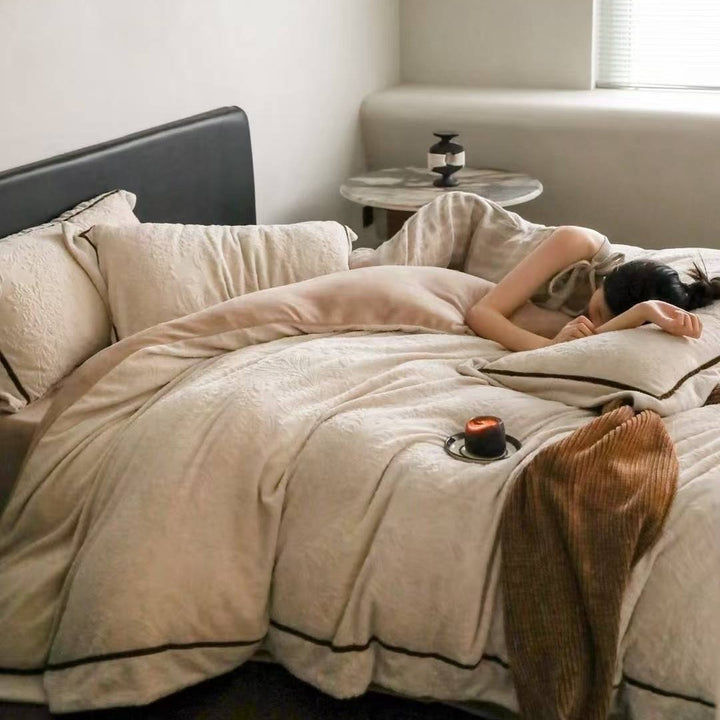Milk fleece bedding set, 230g, with relief pattern