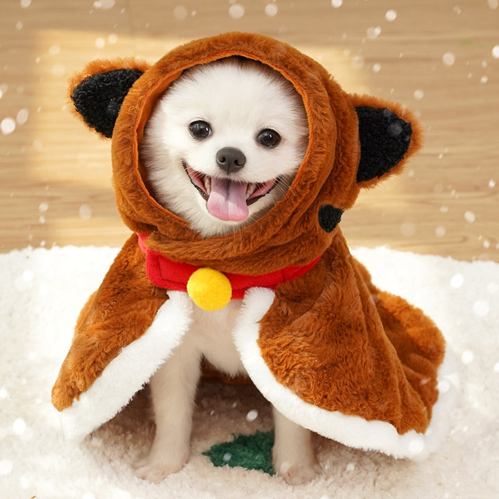 Plush cloak for dogs and cats with tiger design