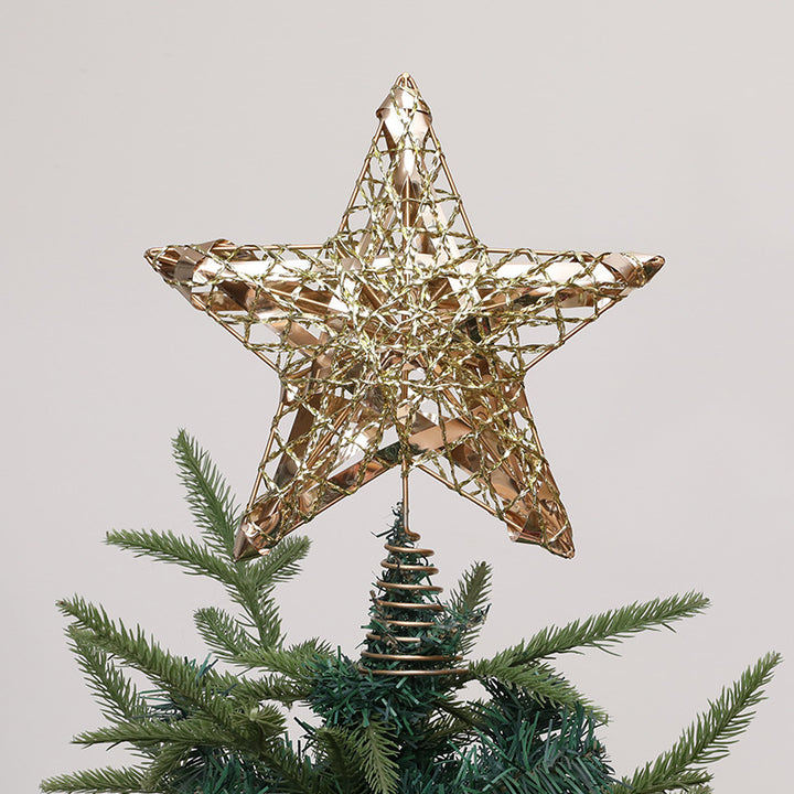 Christmas tree star made of iron with light and ribbons