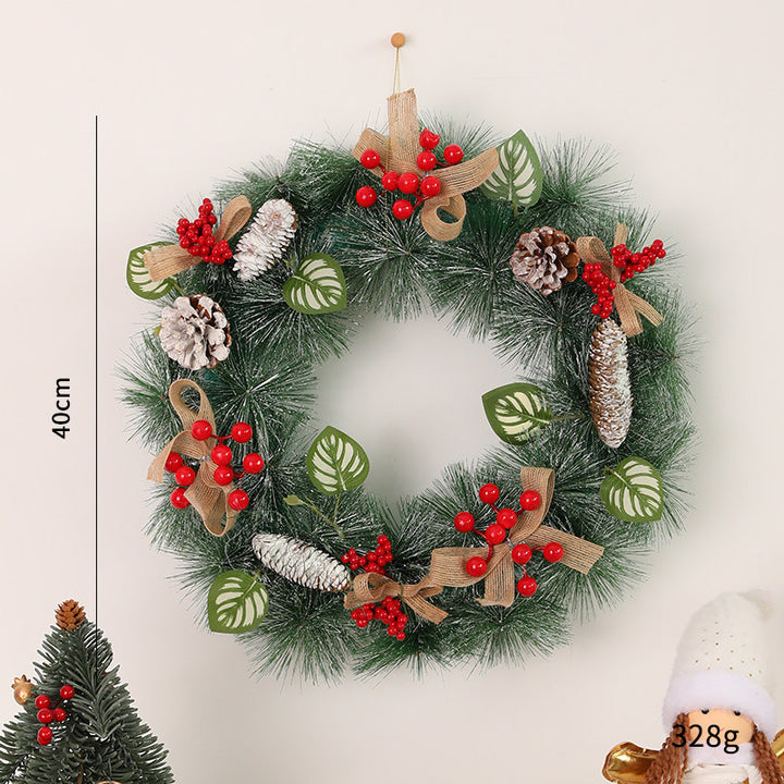 Decorative Christmas wreath with cones and LED