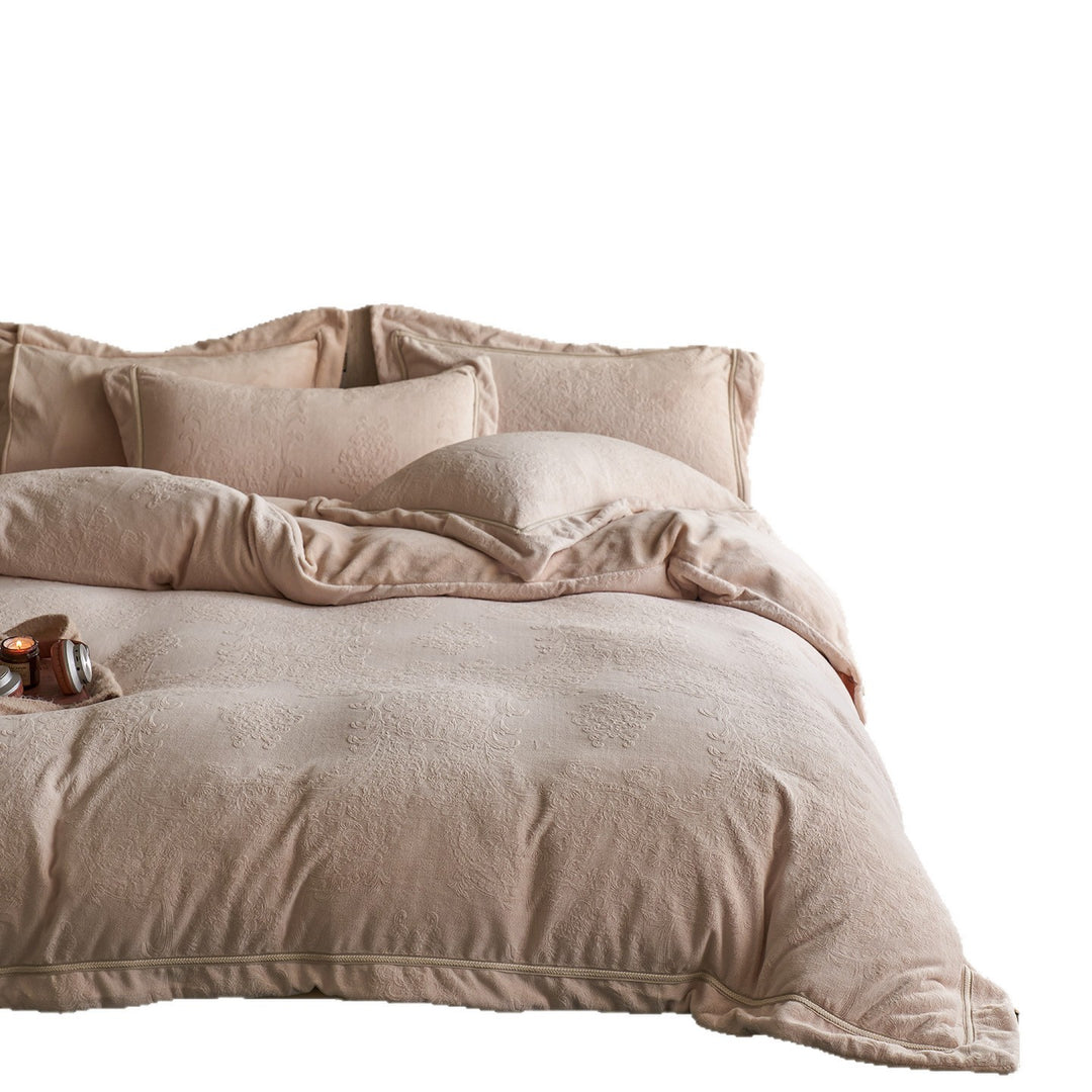 Milk fleece bedding set, 4-piece, winter warm