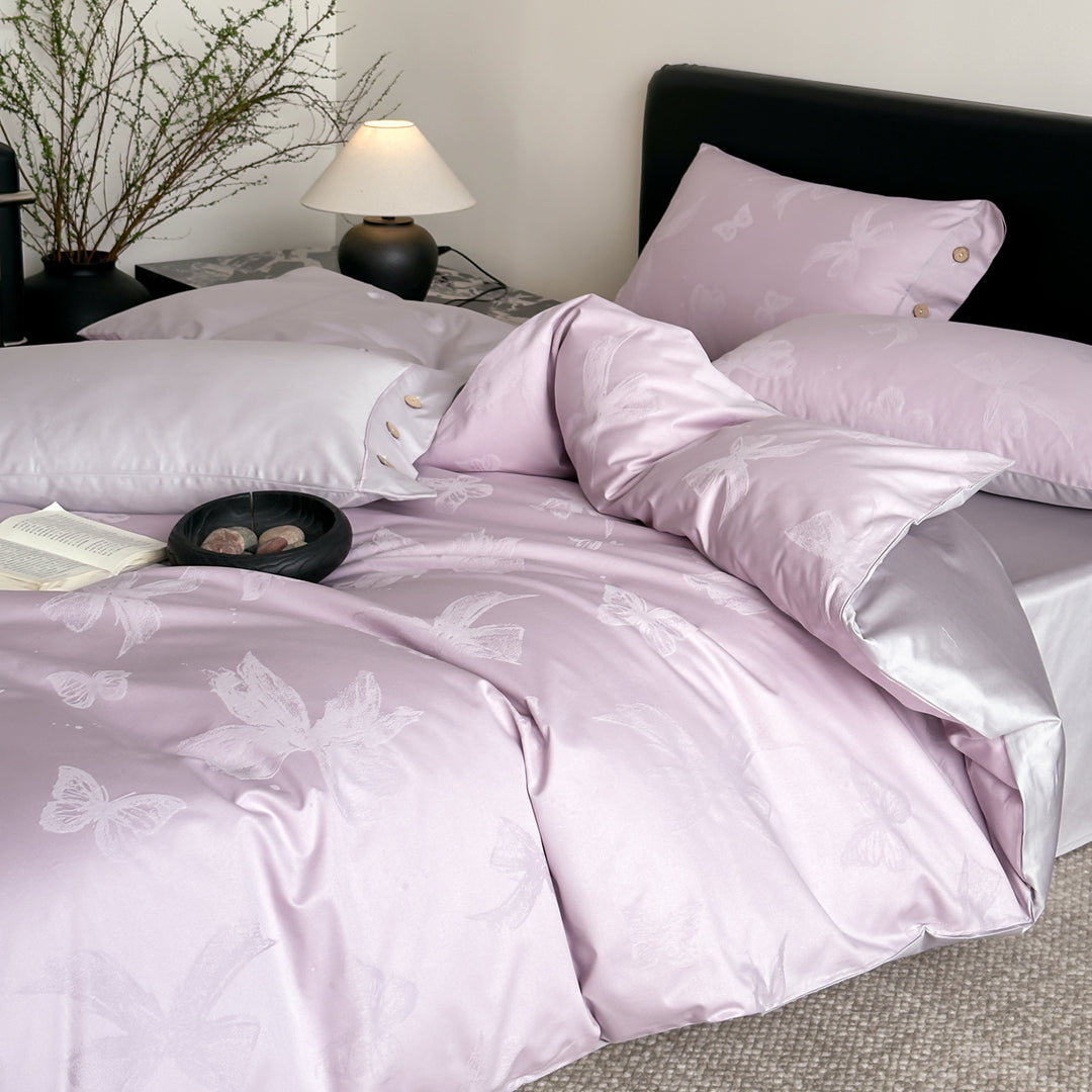Cotton bedding set with jacquard pattern