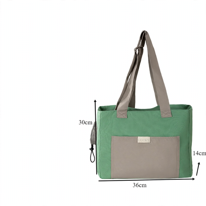 Sailcloth tote bag with adjustable strap for pets