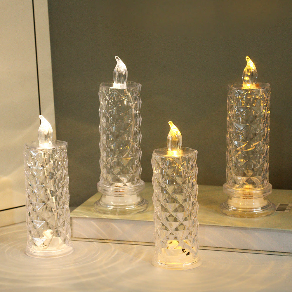 LED Crystal Night Light with Rose Motif