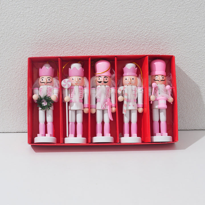Nutcracker Pendant made of Wood, 12 cm, Set of 5