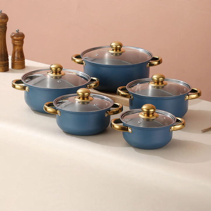 Stainless Steel Cookware Set, 10-Piece, with Glass Lids