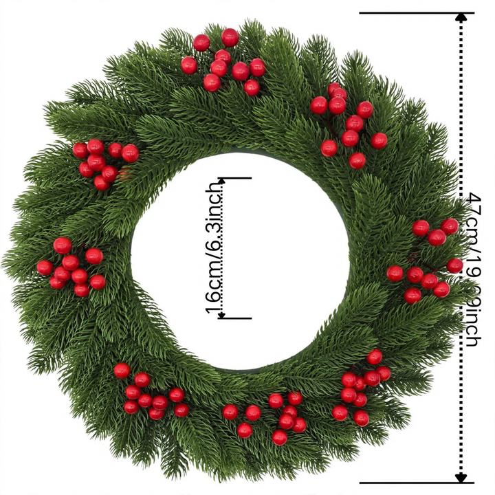 Plastic Christmas wreath with pine needles