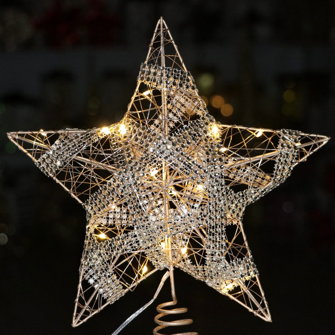 Christmas tree top star made of iron, illuminated