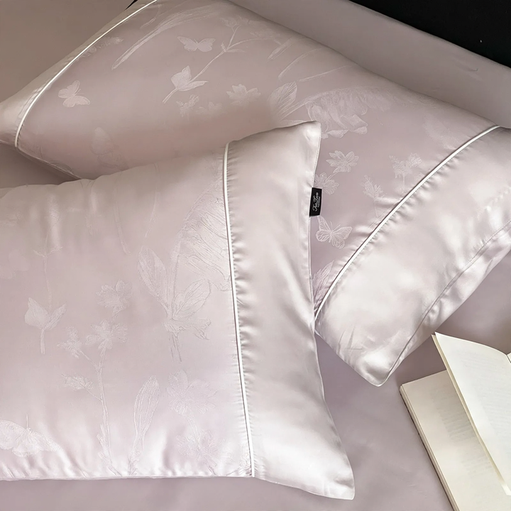 Cotton cushion cover with jacquard embroidery