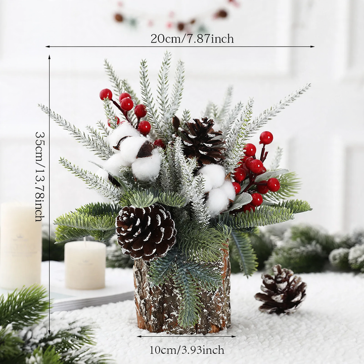 Mini Christmas tree in wooden barrel, 35 cm