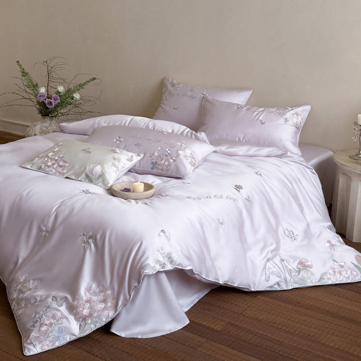 French Bedding Set, Tencel and Cotton, Embroidered