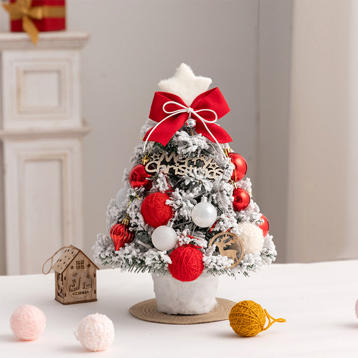 Mini Christmas tree for the table, PVC, flocked, with lighting