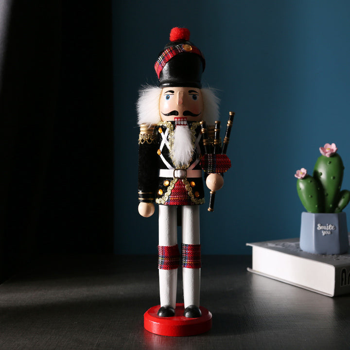 Decorative nutcracker figure made of wood for living spaces
