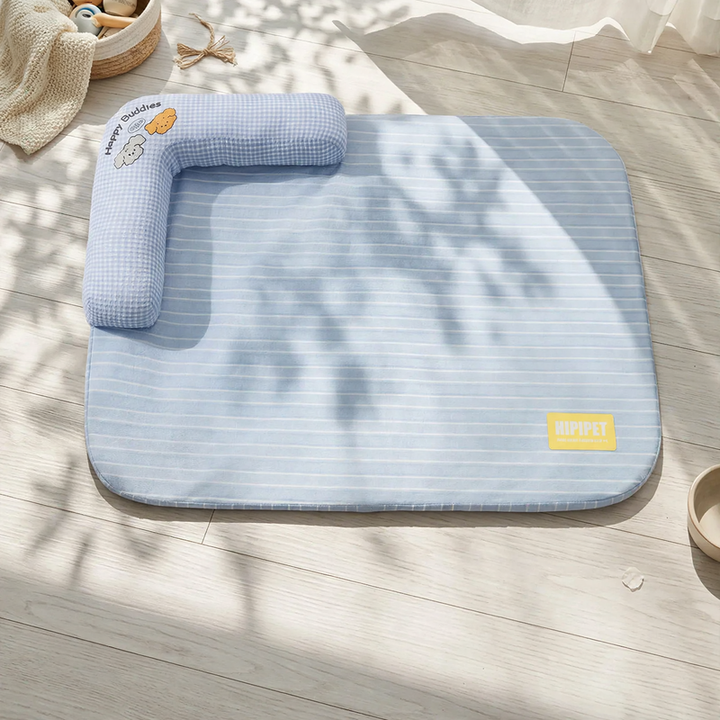 Pet sleep bed with neck support, breathable, removable