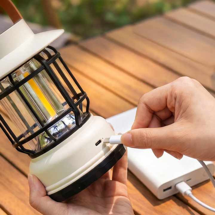 LED camping lamp with battery and emergency light function